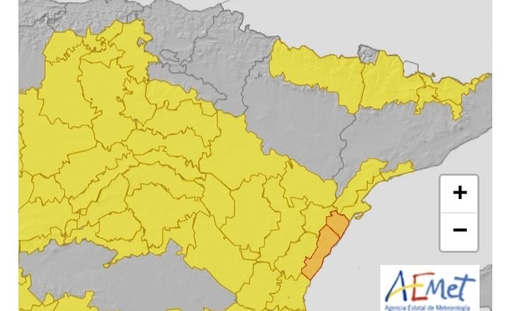 AVISO HIDROLÓGICO - La CHE intensifica la vigilancia en amplias áreas de la Cuenca del Ebro por lluvias intensas que pueden provocar crecidas súbitas importantes en barrancos y cauces menores